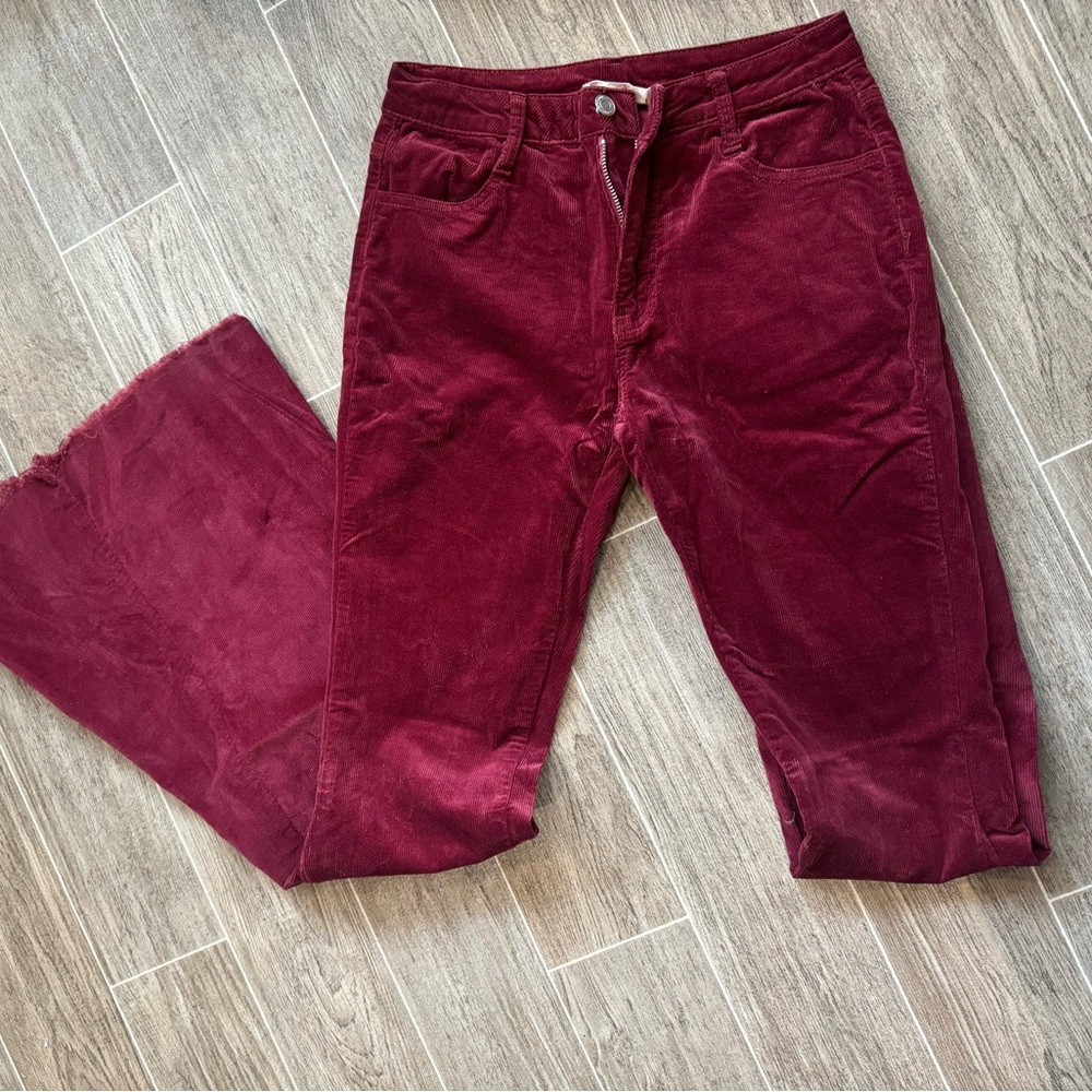Burgundy Corduroy Bell Bottom Jeans